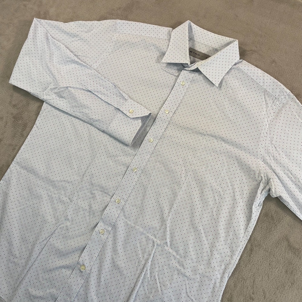 ETRO Dress Shirt Men 44 17.5 XL Multi Geometric AOP Made in Italy Designer $349